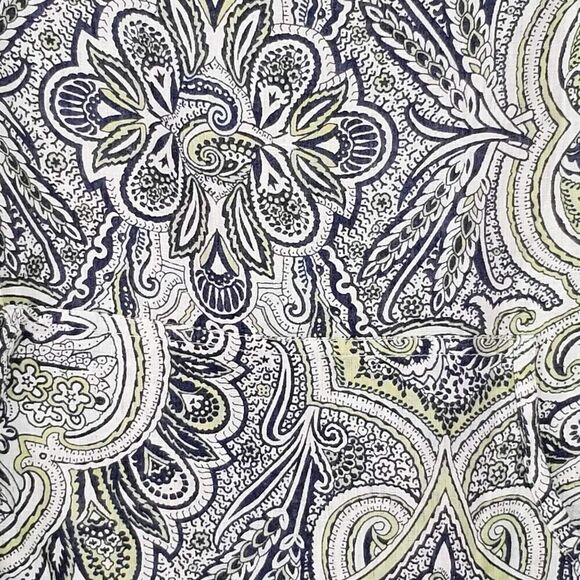 Flax Shirt Top Blue Green Long Sleeve Size Small Linen Paisley Boxy Lagenlook - Picture 4 of 9